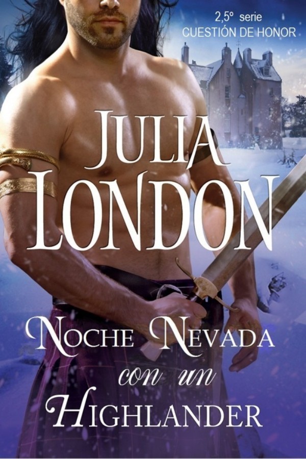 Noche nevada con un highlander
